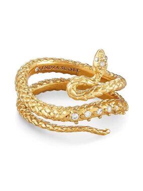 Kendra Scott Gold Snake Wrap Ring with Clear Crystals